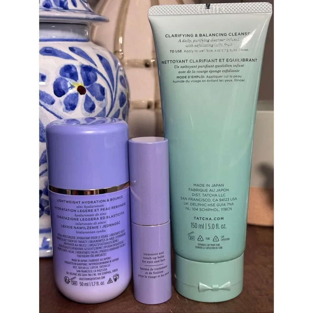 Tatcha skincare the deep cleanse , dewy milk moisturizer and serum stick bundle
